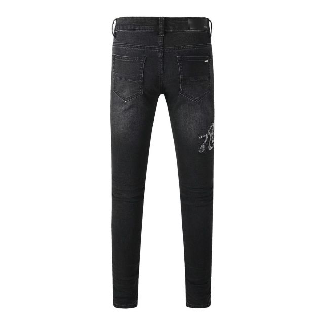 1:1 quality version Rhinestone Letter Distressed Jeans 28576300
