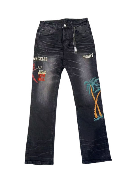 1:1 quality version Hell Demon Embroidery Jeans 2 colors 28434305