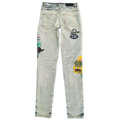 1:1 quality version Badge Embroidered Patch Slim-Fit Jeans 28495509