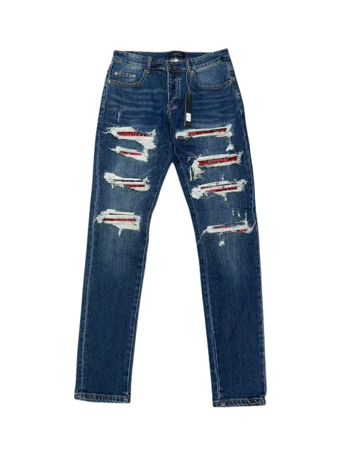 1:1 quality version Red Patchwork Jeans 28653945