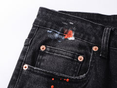 Distressed Ink-Splattered Flared Jeans 28677334