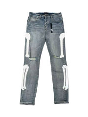 1:1 quality version White Bone Patchwork Embroidered Denim Jeans 28624035