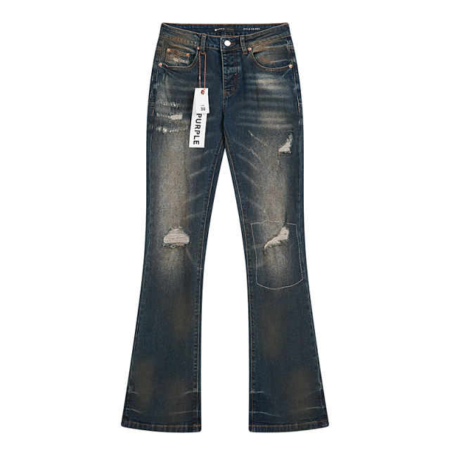 Patched Distressed Slightly Flared Jeans 28678946