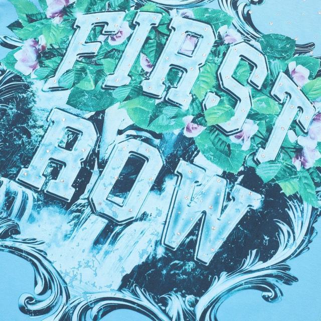Waterfall sSculpture Rhinestone Print Washed Version Tee 28748593