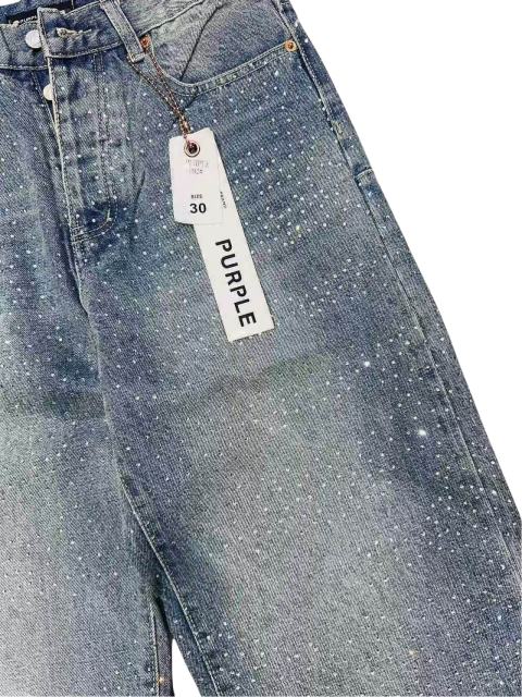 1:1 quality version Front Starry Sky Hot-fix Rhinestone Straight Leg Jeans 28761319