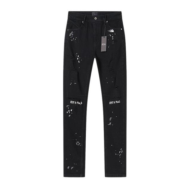 Ink-Splattered Ripped Jeans 28750109