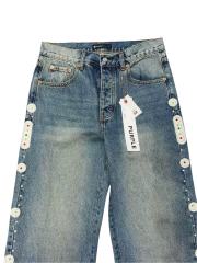 1:1 quality version Side Seam Traffic Light Hot-fix Rhinestone Straight Leg Jeans 28761320