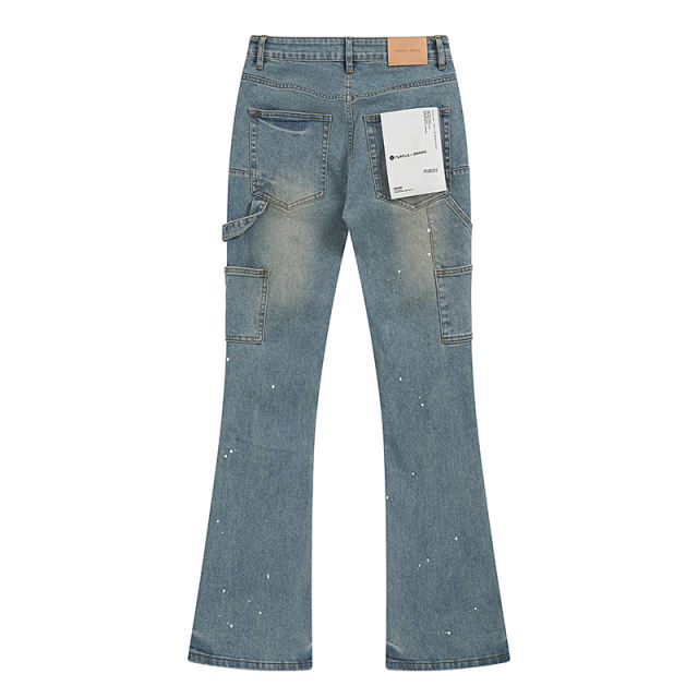 White Splatter-Print Flared Jeans 28678943