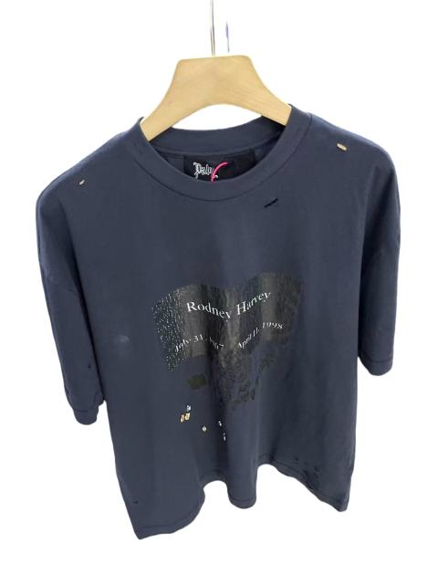 Commemorative Slogan Print Embroidered Washed Version Tee 28756298