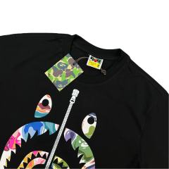 1:1 quality version Artistic Camouflage Shark Mouth Zipper Print Tee 2 colors 28746635