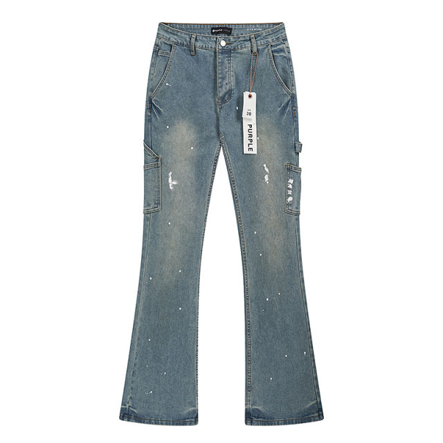 White Splatter-Print Flared Jeans 28678943