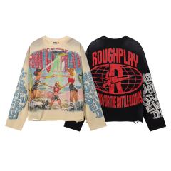 Triangular Summoning Circle Silver Hot Stamping Print Washed Version Long Sleeve T-Shirt 2 colors 28758382