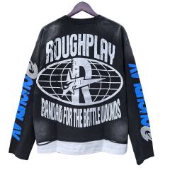 Brain Skull Silver Hot Stamping Print Washed Version Long Sleeve T-Shirt 28758376