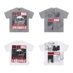 Skull Newspaper Rhinestone Print Washed Version Tee 2 colors 28748592