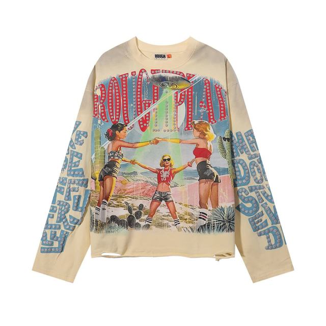 Triangular Summoning Circle Silver Hot Stamping Print Washed Version Long Sleeve T-Shirt 2 colors 28758382
