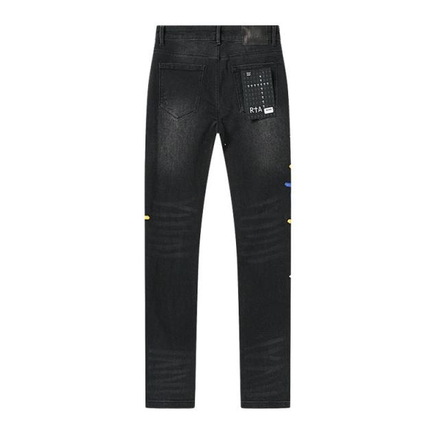 Colorful Cross Embroidered Jeans 28750151