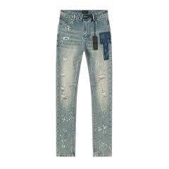 Embroidered Letter Splatter-Print Jeans 28750111
