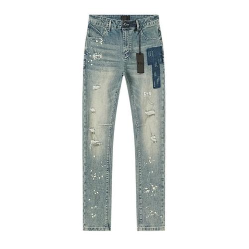 Embroidered Letter Splatter-Print Jeans 28750111