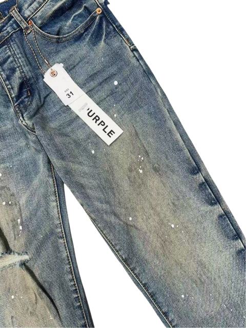 1:1 quality version Vintage Yellowed White Speckles Ripped Jeans 28761303