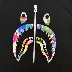 1:1 quality version Artistic Camouflage Shark Mouth Zipper Print Tee 2 colors 28746635
