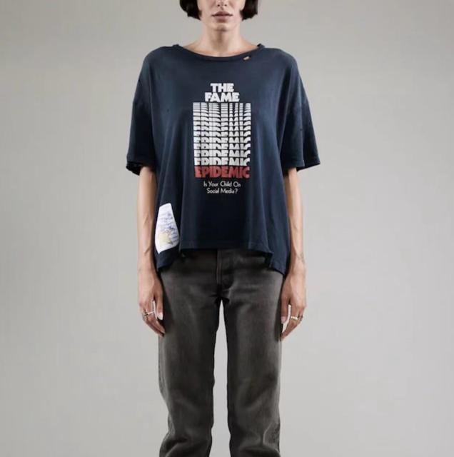 Repeated Logo Letter Print Washed Version Tee 28756309