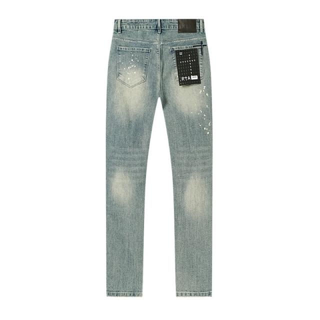 Embroidered Letter Splatter-Print Jeans 28750111
