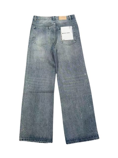 1:1 quality version Front Starry Sky Hot-fix Rhinestone Straight Leg Jeans 28761319