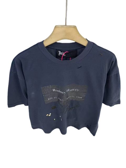 Commemorative Slogan Print Embroidered Washed Version Tee 28756298