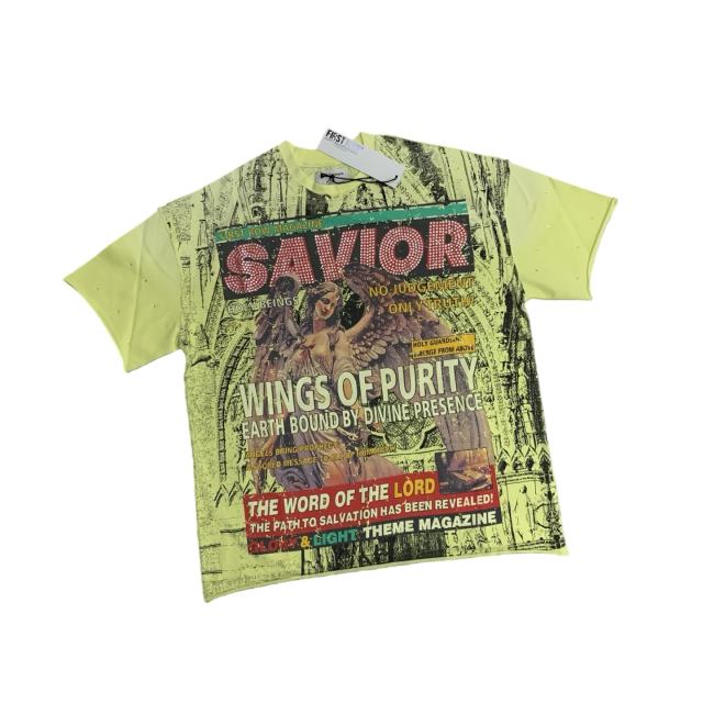 Angel's Wing Rhinestone Print Washed Version Tee 28748594