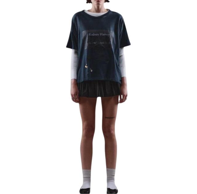 Commemorative Slogan Print Embroidered Washed Version Tee 28756298