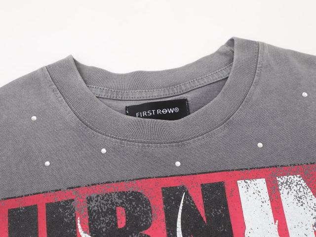Skull Newspaper Rhinestone Print Washed Version Tee 2 colors 28748592