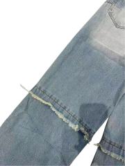 1:1 quality version Knee Patchwork Tassel Embellishment Straight Leg Jeans 28761318