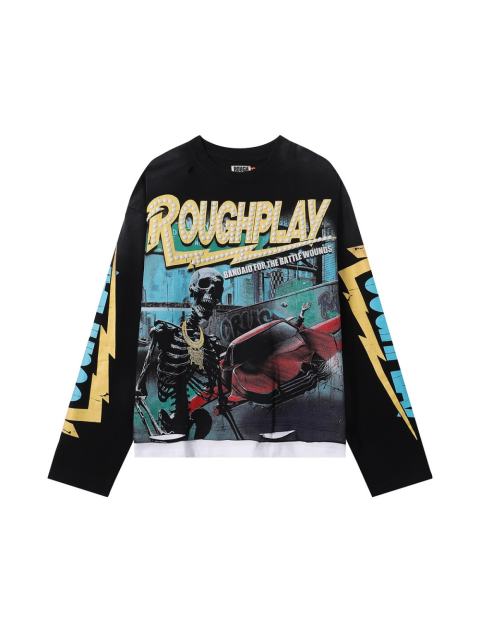 Car Crash Skull Silver Hot Stamping Print Washed Version Long Sleeve T-Shirt 28758375