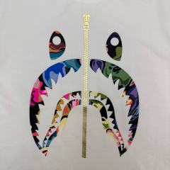 1:1 quality version Artistic Camouflage Shark Mouth Zipper Print Tee 2 colors 28746635