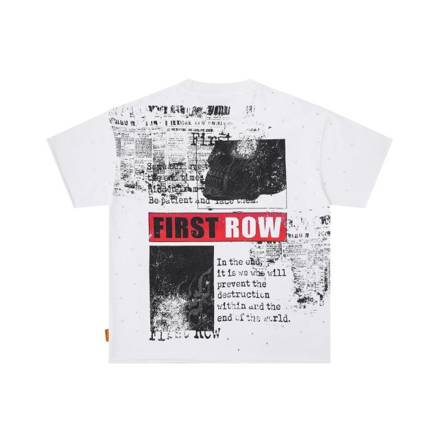 Skull Newspaper Rhinestone Print Washed Version Tee 2 colors 28748592