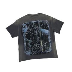 White Ink Direct-Print Breathable Rhinestone-Embellished Washed Version Tee 28748427