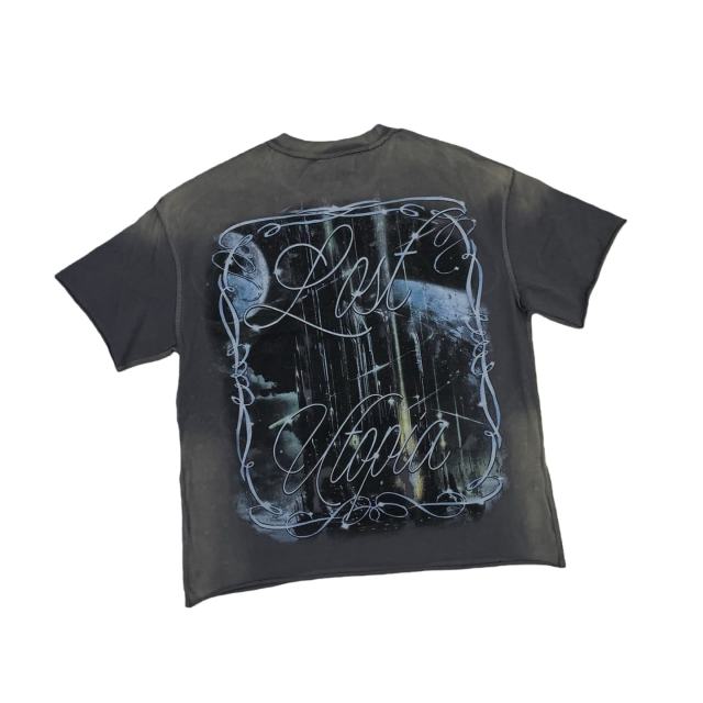 White Ink Direct-Print Breathable Rhinestone-Embellished Washed Version Tee 28748427