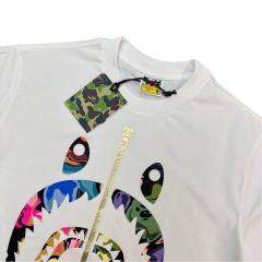1:1 quality version Artistic Camouflage Shark Mouth Zipper Print Tee 2 colors 28746635