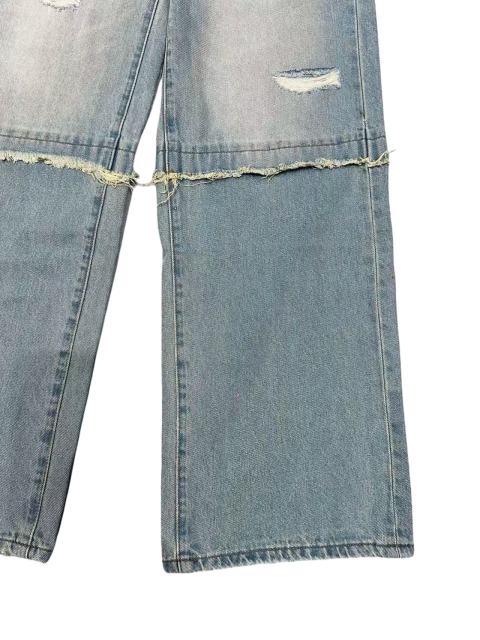1:1 quality version Knee Patchwork Tassel Embellishment Straight Leg Jeans 28761318