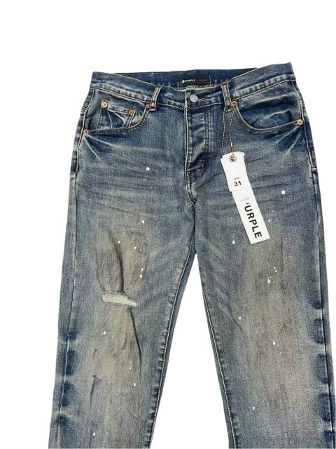 1:1 quality version Vintage Yellowed White Speckles Ripped Jeans 28761303