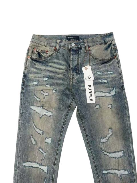 1:1 quality version Irregular Rips Distressing Washed Jeans 28761306