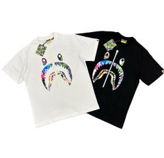 1:1 quality version Artistic Camouflage Shark Mouth Zipper Print Tee 2 colors 28746635
