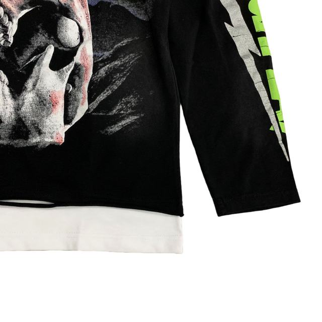 Cosmic Ray Skull Nebula Print Washed Version Long Sleeve T-Shirt 28758387