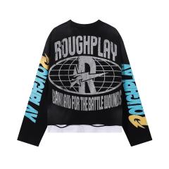 Car Crash Skull Silver Hot Stamping Print Washed Version Long Sleeve T-Shirt 28758375