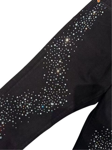 1:1 quality version Wavy Zigzag Fine Rhinestone Embellishment Jeans 28761316