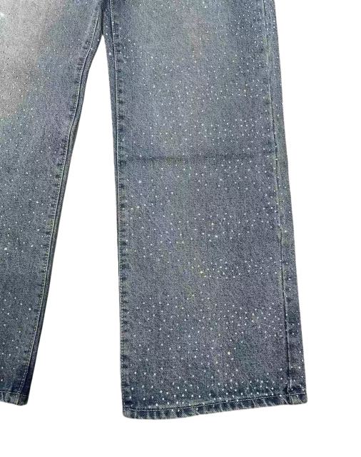 1:1 quality version Front Starry Sky Hot-fix Rhinestone Straight Leg Jeans 28761319