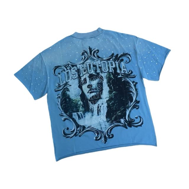 Waterfall sSculpture Rhinestone Print Washed Version Tee 28748593