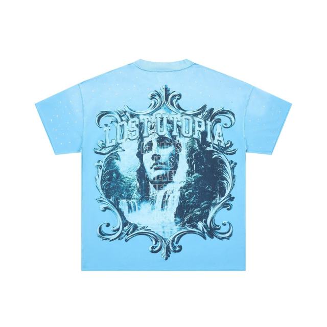 Waterfall sSculpture Rhinestone Print Washed Version Tee 28748593
