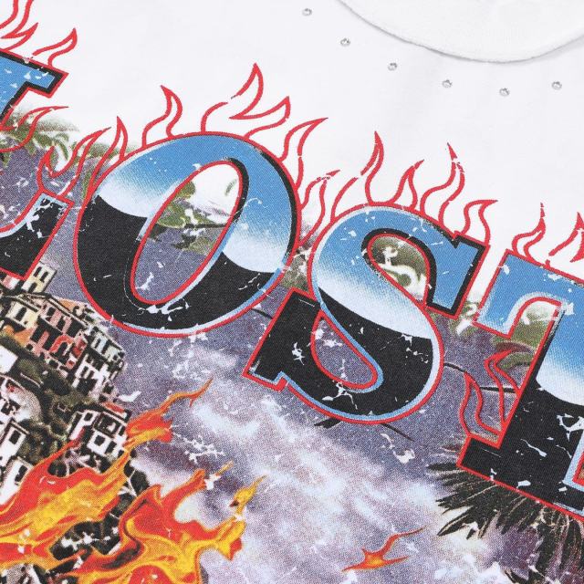 LOST UTOPIA BURNING FLAME Rhinestone Tee 28748377