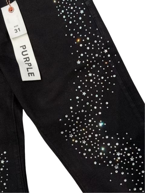 1:1 quality version Wavy Zigzag Fine Rhinestone Embellishment Jeans 28761316